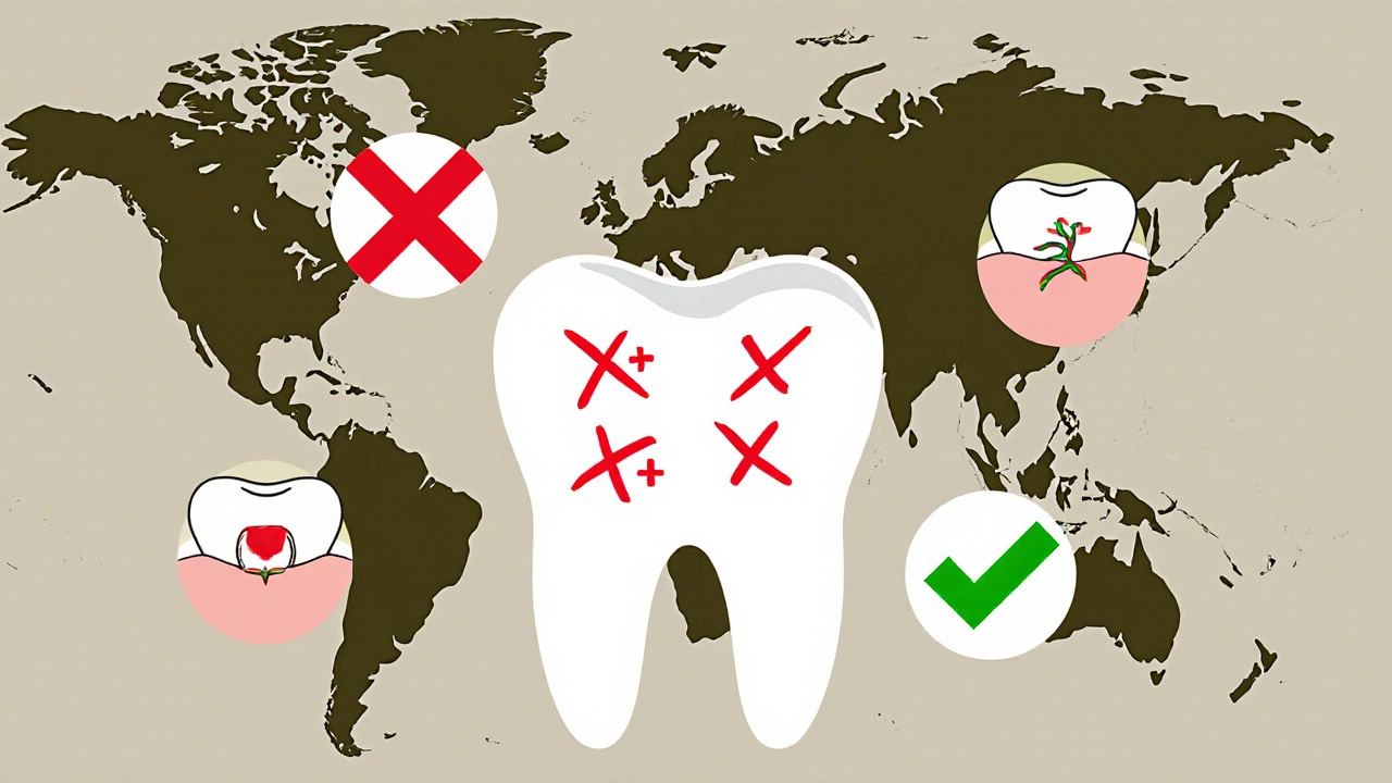 Схематичное изображение зубов с отметками о заболеваниях, символизирующее категорию годности В.