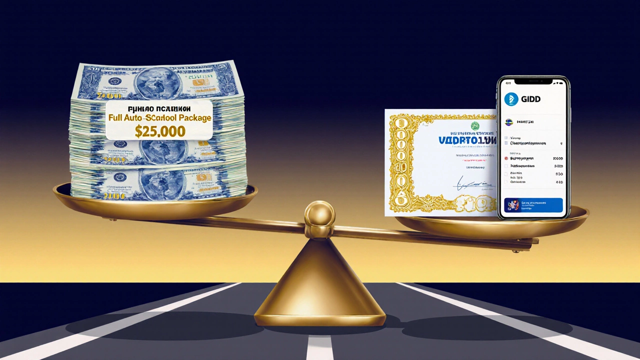 Весы: дорогой пакет автошколы против минимальных расходов на экзамен и справку.