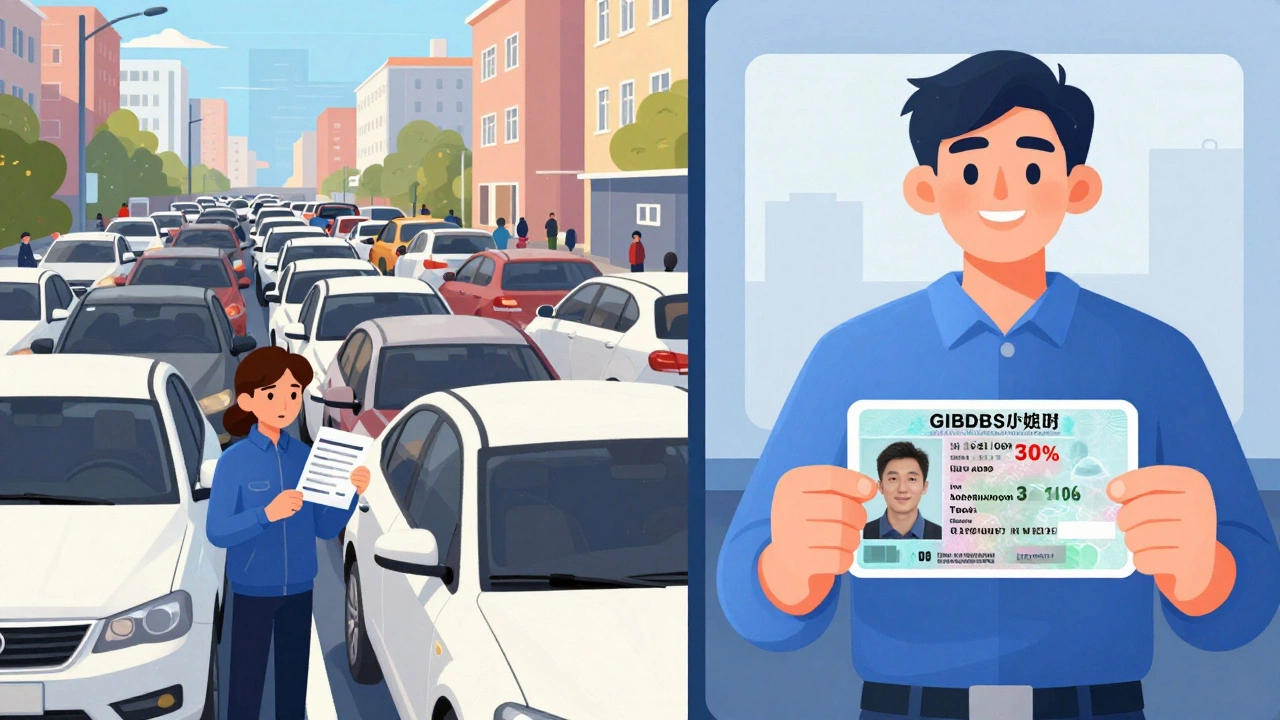 Сравнение хаотичной очереди в ГИБДД и быстрого получения прав через портал.