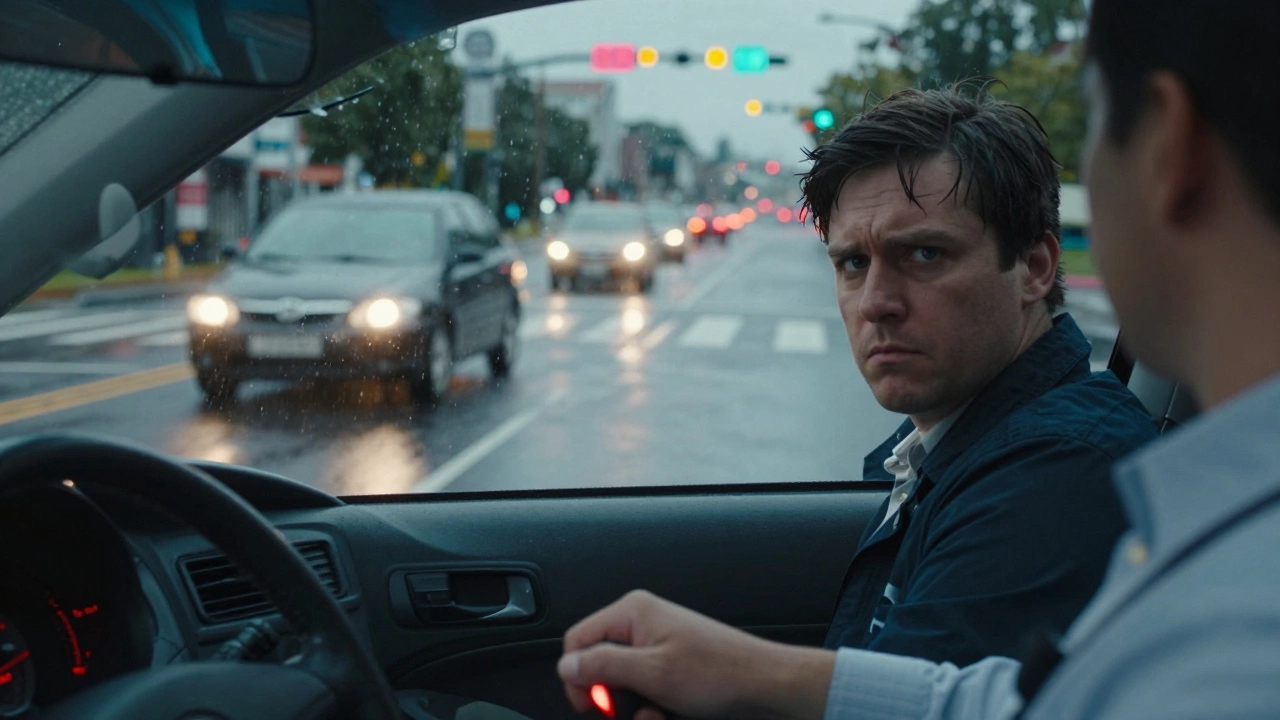 Водитель не уступил дорогу встречному автомобилю на перекрёстке, экзаменатор готов сработать аварийным тормозом.