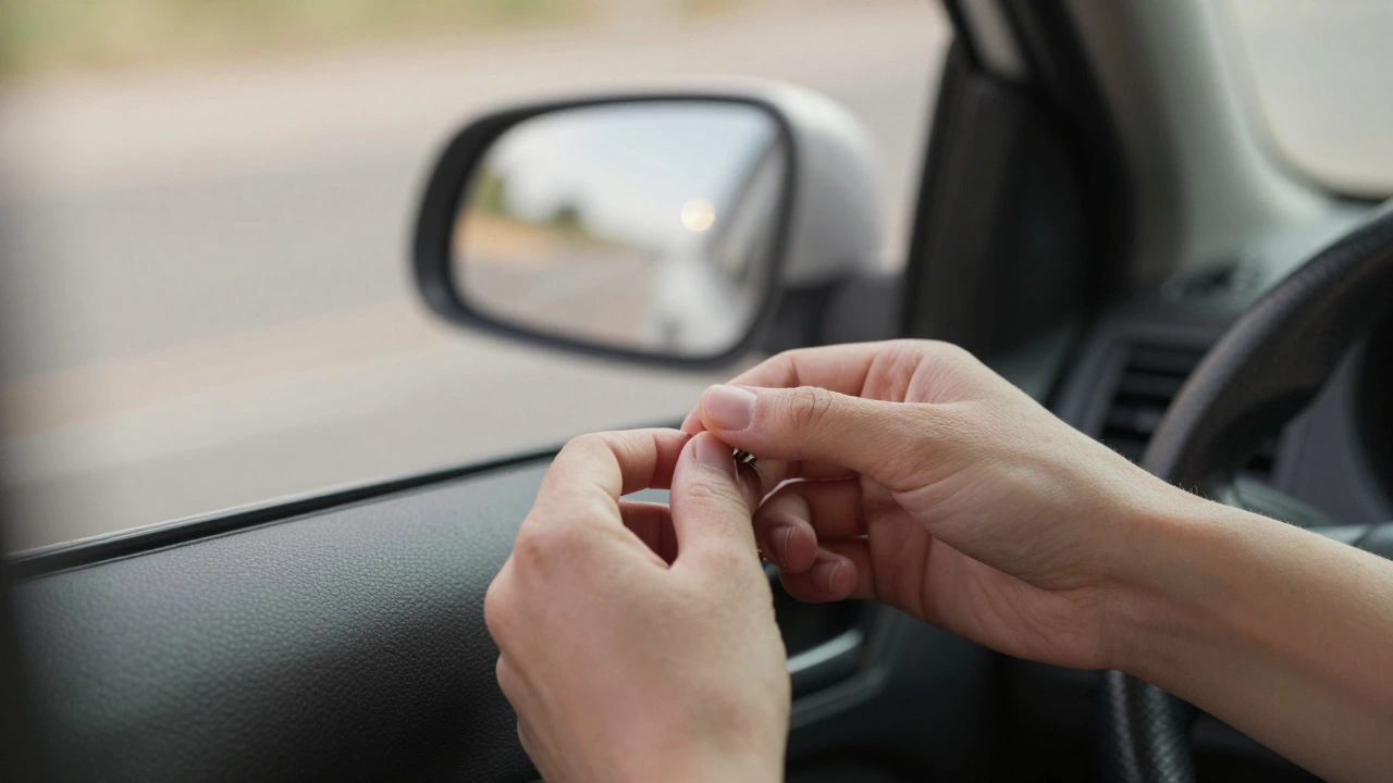 Руки регулируют сиденье и зеркала в машине перед экзаменом, сосредоточенно и точно.