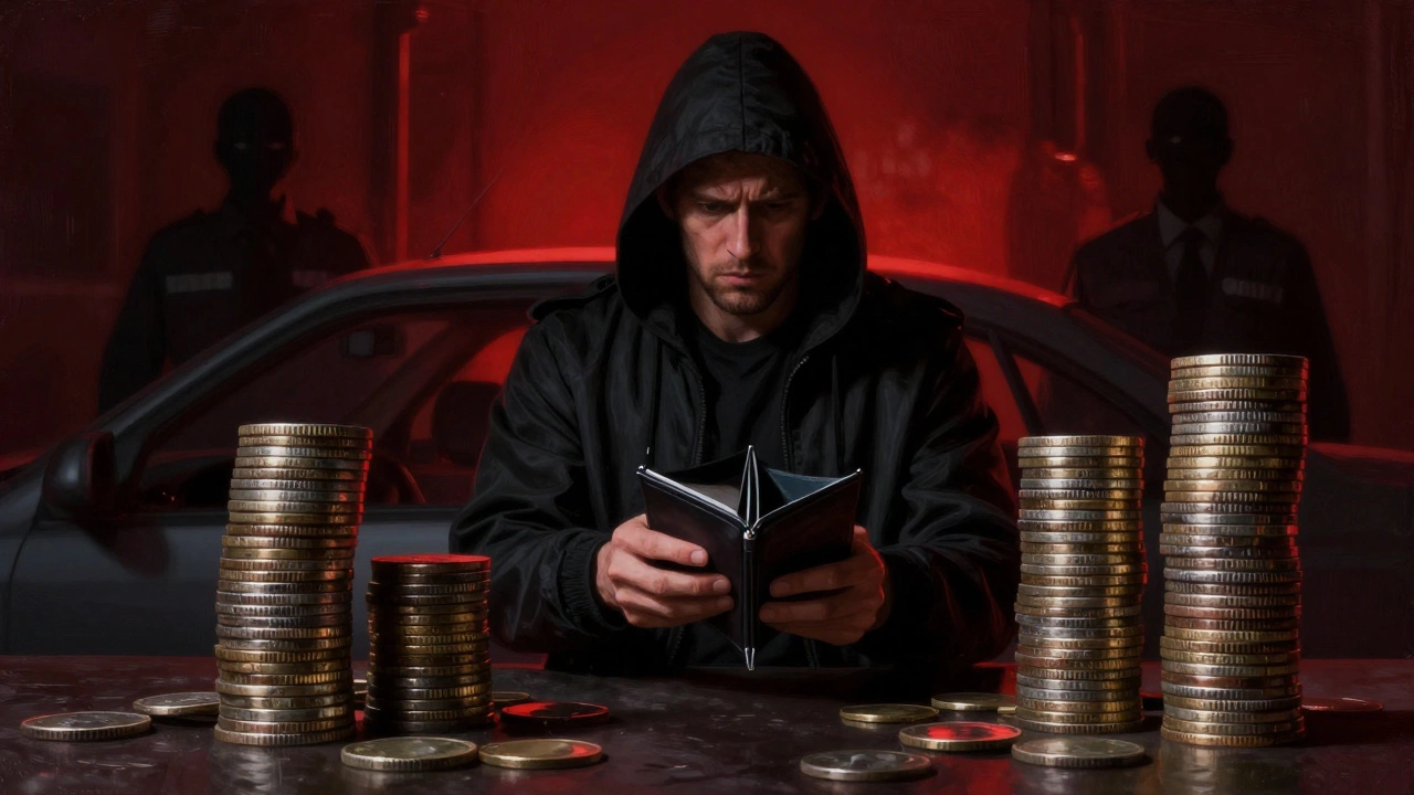 Символическое изображение последствий неуплаты штрафов и работы приставов