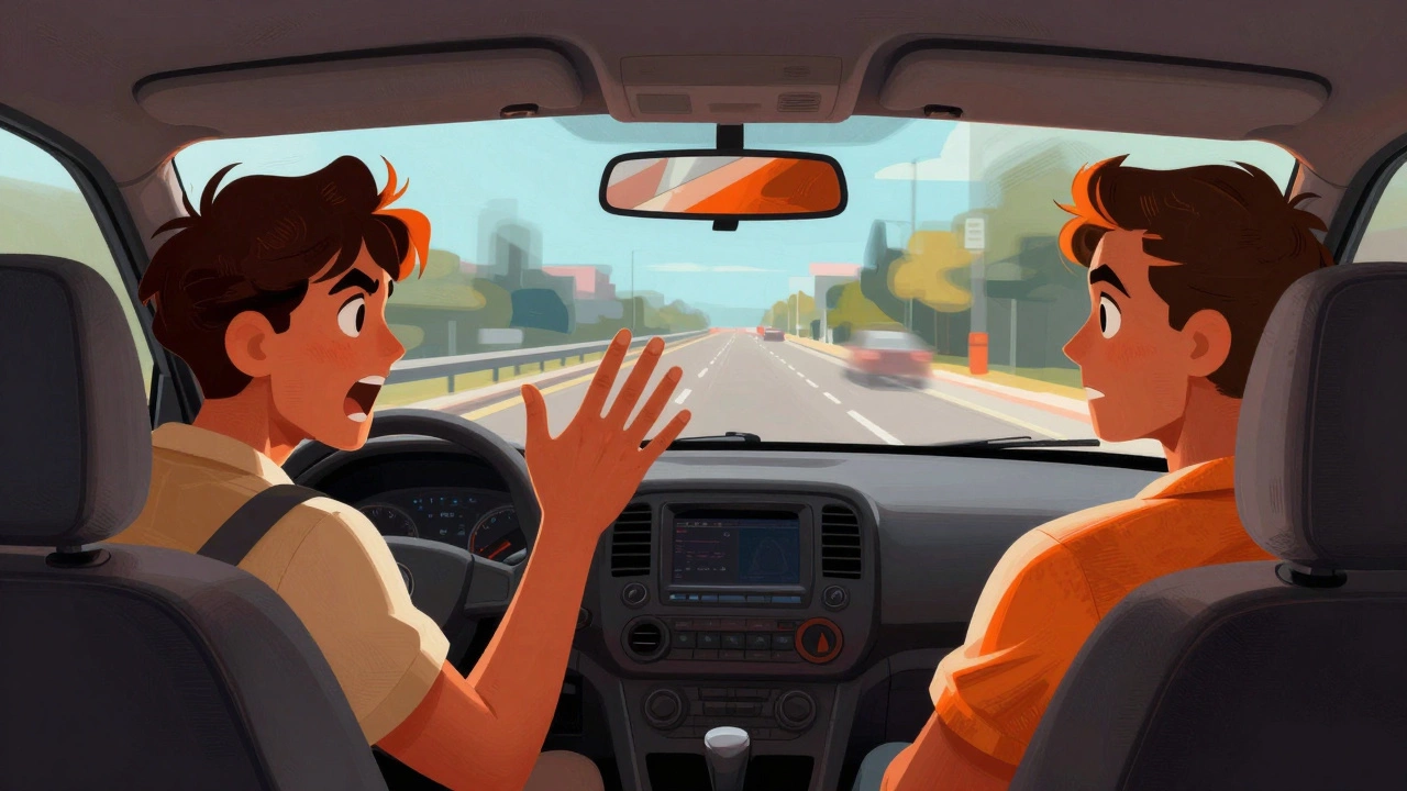 Иллюстрация, показывающая, как поведение пассажира отвлекает водителя от дороги
