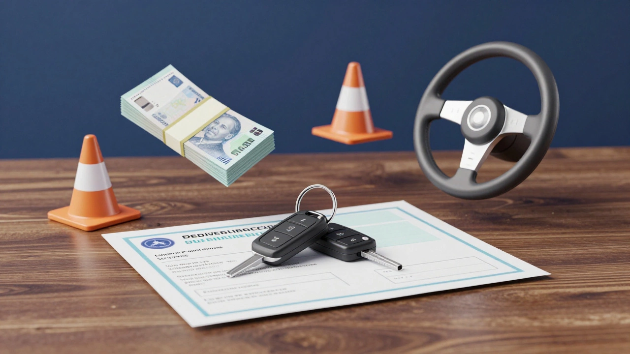 Коллаж из ключей, денег и документов, символизирующий затраты на обучение