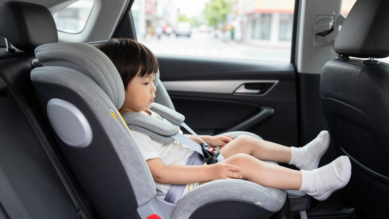 Ребенок в правильно установленном детском автокресле на заднем сиденье