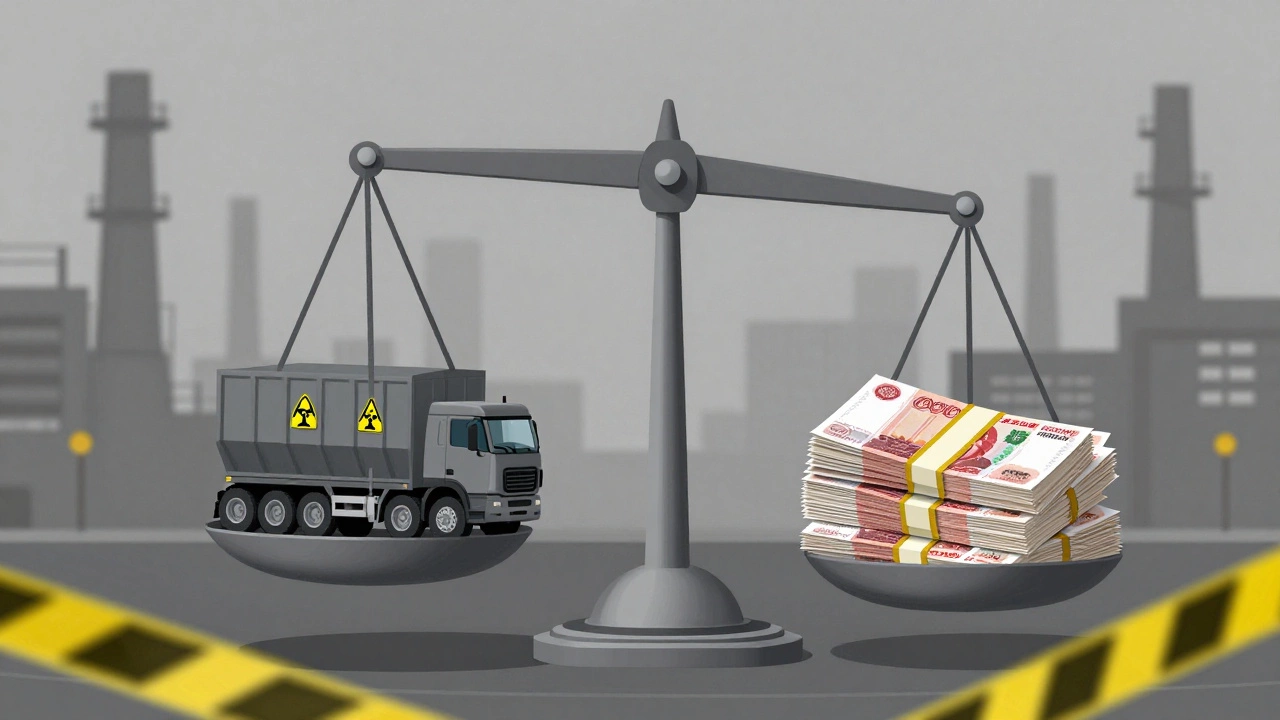 Символическая иллюстрация огромных штрафов для юрлиц за перевозку опасных грузов