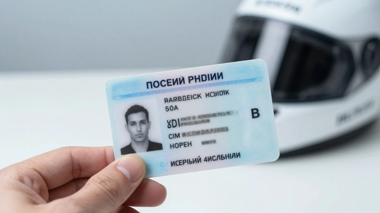 Водительское удостоверение категории B и мотошлем